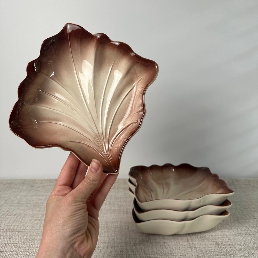 Vintage Valley Vista 600 California Pottery Leaf Bowls Set of 4 MCM